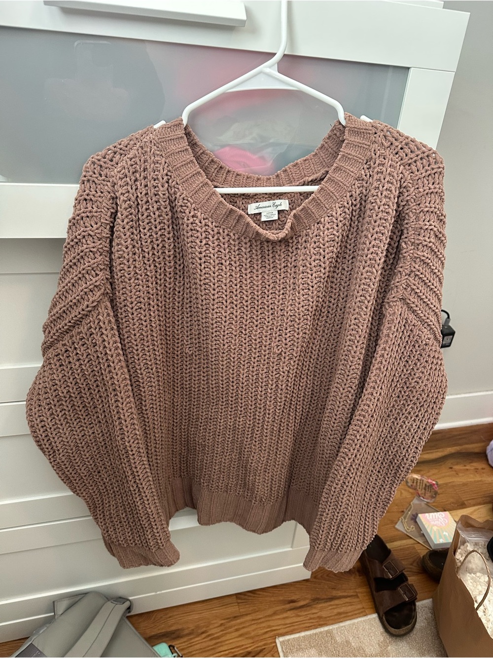 American Eagle Outfitters Women's Chunky Crewneck Sweater - Dusty Rose